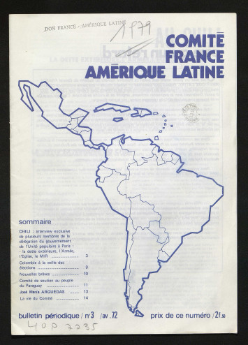 Couverture du journal, avec une carte de l'Amérique latine