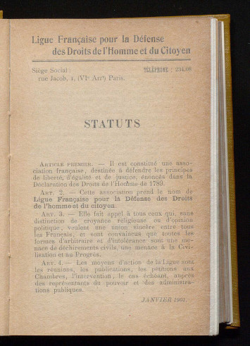 Page du bulletin présentant les statuts de l'association