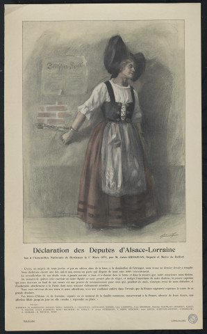 Déclaration des députés d'Alsace-Lorraine lue à l'Assemblée nationale de Bordeaux le 1er mars 1871, par M. Jules Grosjean, député et maire de Belfort