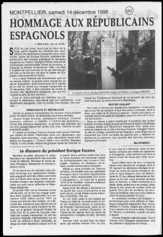 Monument du souvenir de Prayols (1997 : n° 31-32). Sous-Titre : organe de la Confédération d'Amicales Départementales d'Anciens Guerilleros Espagnols en France (F.F.I.)