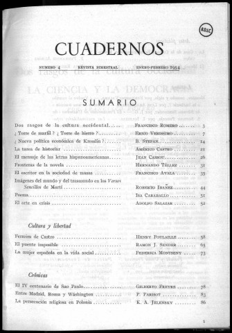 Cuadernos del Congreso por la libertad de la cultura (1954 : n° 4-9)