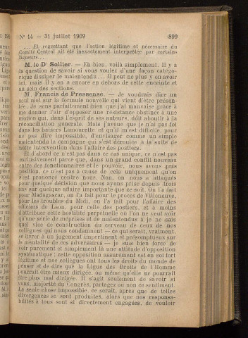 Juillet 1909 - Bulletin officiel de la Ligue des Droits de l'Homme