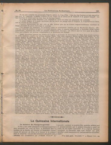 Février 1929 - La Fédération balkanique