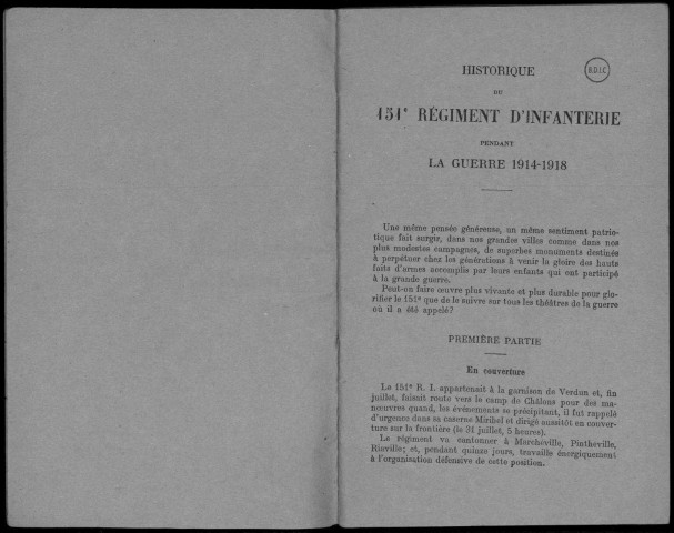 Historique du 151ème régiment d'infanterie et du 351ème régiment d'infanterie