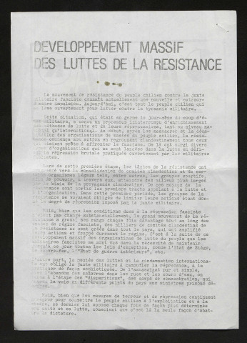 ANCHA. Agencia noticiosa chilena antifascista - édition en français - 1978