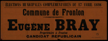 Élection Municipale complémentaire : Eugène Bray Candidat Républicain