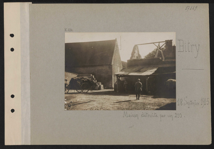 Bitry. Maison détruite par un 210