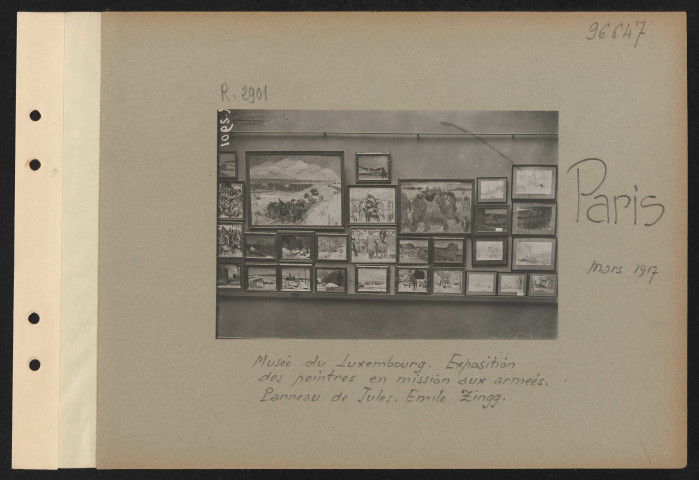 Paris. Musée du Luxembourg. Exposition des peintres en mission aux armées. Panneau de Jules-Emile Zingg