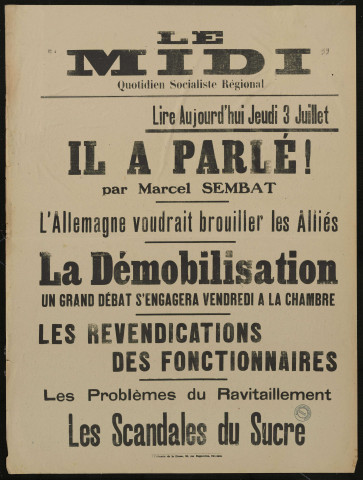 Le Midi. Lire aujourd'hui jeudi 3 juillet