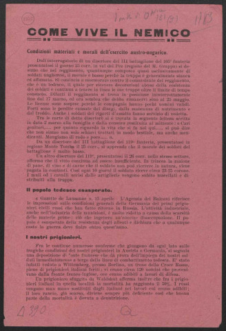 Guerre mondiale 1914-1918. Italie.Tracts de propagande patriotique. Empires centraux