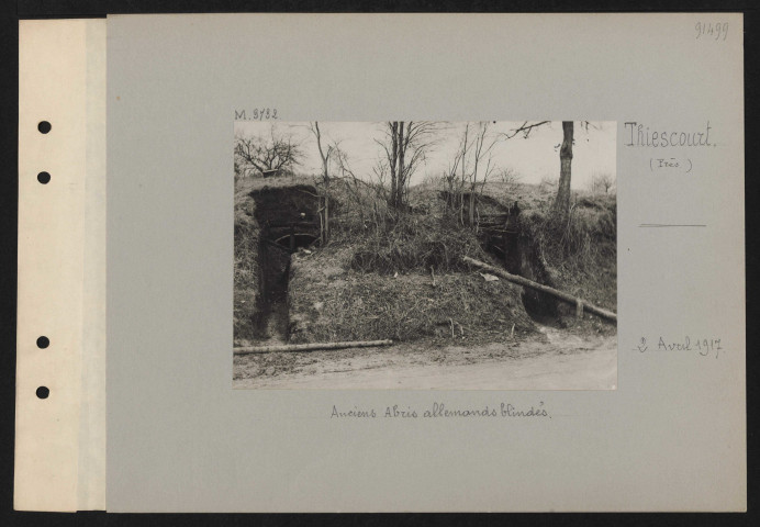 Thiescourt (près). Anciens abris allemands blindés