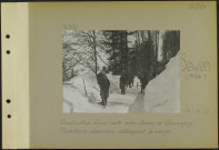Sewen (Près). Construction d'une route entre Sewen et Giromagny. Travailleurs alsaciens déblayant la neige