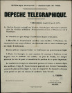 Dépêche télégraphique : A Marseille, le désarmement continue sans trouble