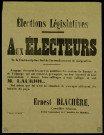 Aux électeurs de la circonscription Sud de l'arrondissement de Largentière : M. Laurio Ernest Blachère