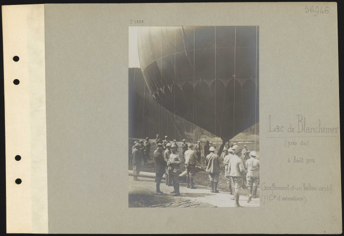 Lac de Blanchemer (près du). Gonflement d'un ballon captif (7e Compagnie d'aérostiers)