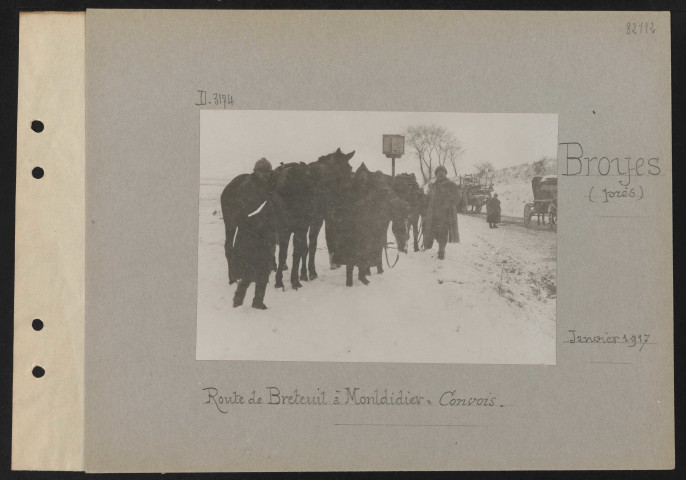 Broyes (près). Route de Breteuil à Montdidier : convoi