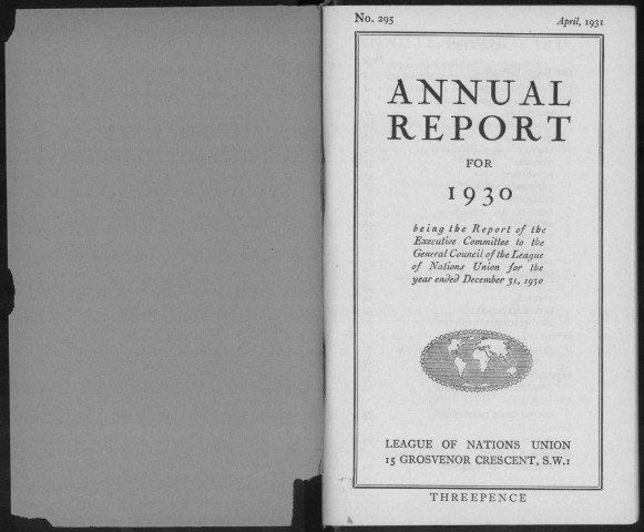 League of Nations Union. Annual report for 1930