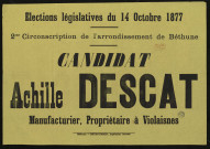 Élections Législatives du 14 octobre 1877 : Candidat Achille Descat