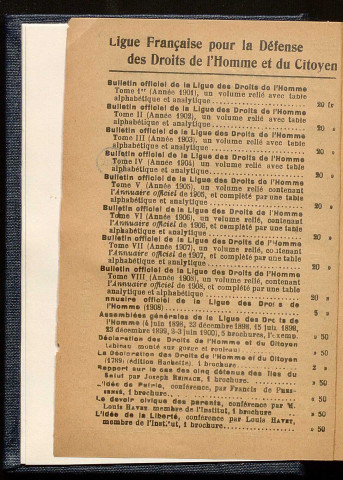 Janvier 1910 - Bulletin officiel de la Ligue des Droits de l'Homme