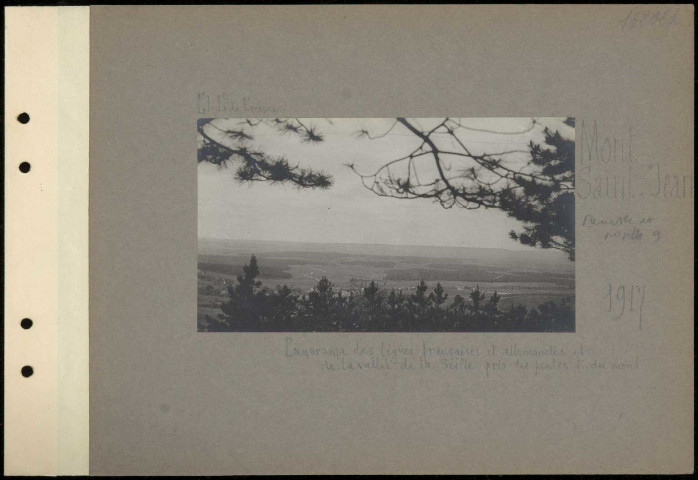 Mont Saint-Jean. Panorama des lignes françaises et allemandes et de la vallée de la Seille pris des pentes est du mont