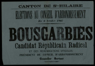 Canton de St-Hilaire Élections au Conseil d'Arrondissement : Bousgarbiès Candidat Républicain Radical