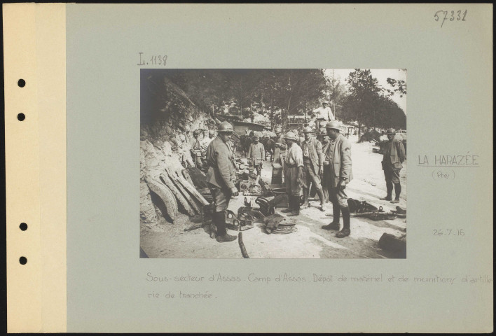 La Harazée (près). Sous-secteur d'Assas. Camp d'Assas. Dépôt de matériel et de munitions d'artillerie de tranchée