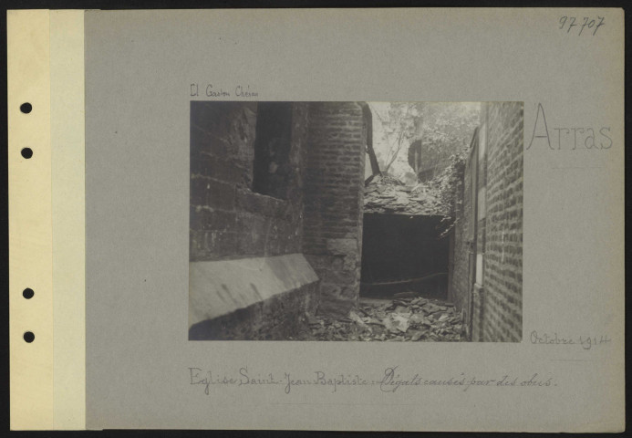 Arras. Église Saint-Jean-Baptiste : dégâts causés par des obus