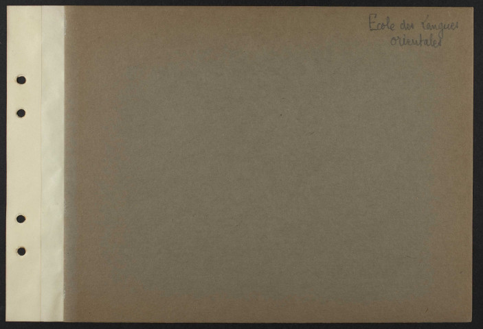 Intercalaire "Ecole des langues orientales"