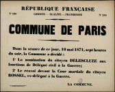 N°290. Nomination du citoyen Delescluze aux fonctions de délégué civil à la Guerre