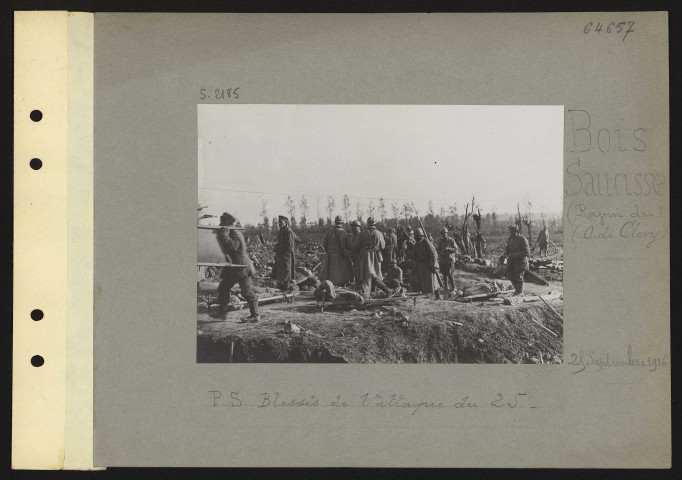 Bois Saucisse (Ravin du) (ouest de Cléry). Poste de secours. Blessés de l'attaque du 25