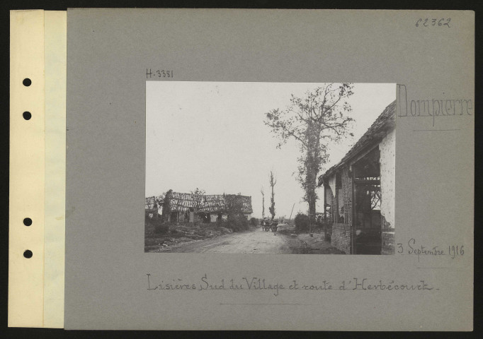Dompierre. Lisières sud du village et route d'Herbécourt