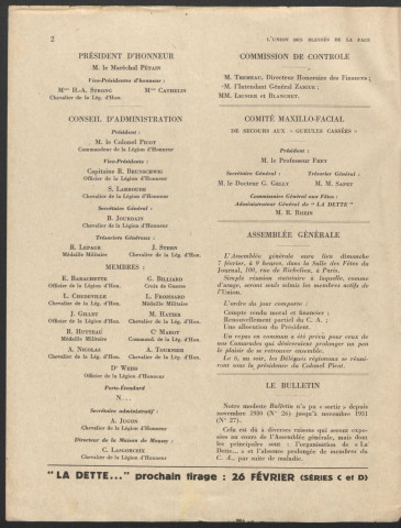 Année 1932. Bulletin de l'Union des blessés de la face "Les Gueules cassées"