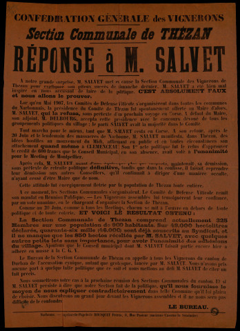 Confédération générale des Vignerons... Réponse à M. Salvet
