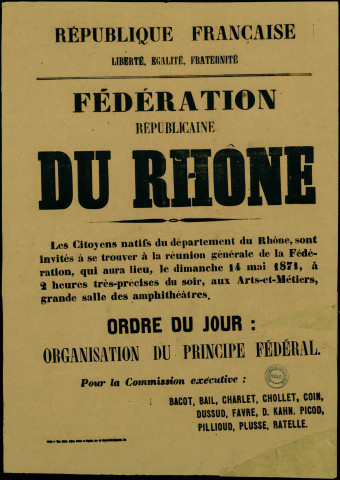 Réunion générale de la Fédération Organisation du principe fédéral