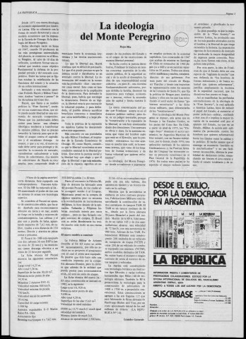 La República n° 19, febrero de 1982. Sous-Titre : Vocero de la democracia argentina en el exilio. Organo de la oficina internacional de exiliados del radicalismo argentino