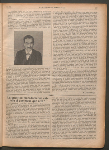 Septembre 1926 - La Fédération balkanique