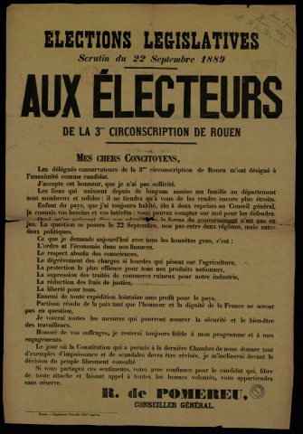 Élections législatives Circonscription de Rouen : Candidat R. de Pomereu