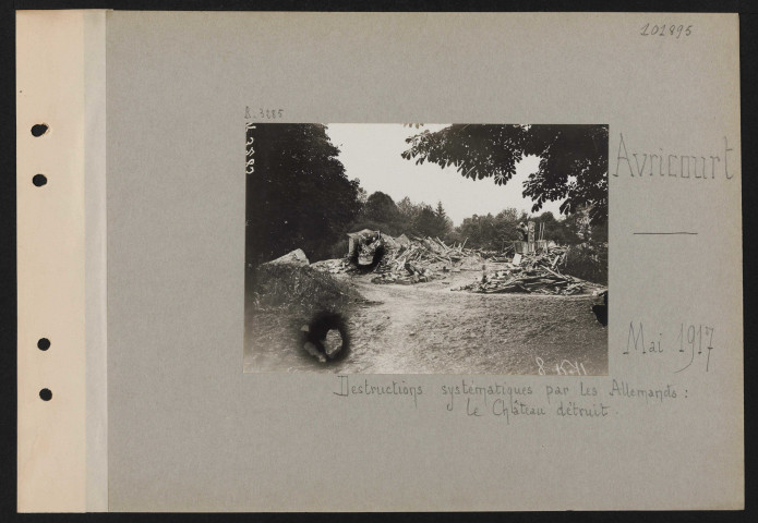 Avricourt. Destructions systématiques par les Allemands : le château détruit