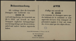 Ich verhänge über die Gemeinde Jemappes eine Geldstrate = J'inflige une amende &amp; à la commune de Jemmapes