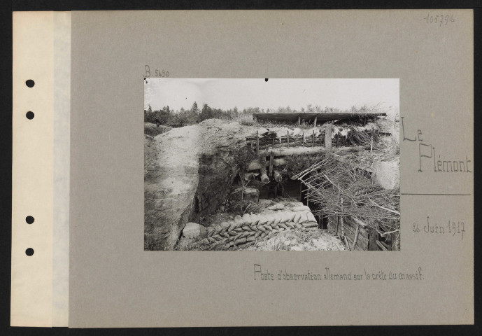 Le Plémont. Poste d'observation allemand sur la crête du massif