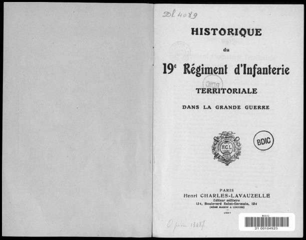 Historique du 19ème régiment territorial d'infanterie