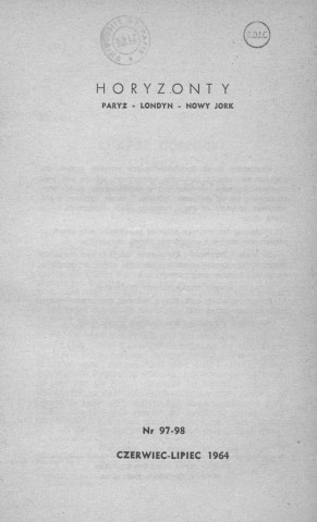 Année 1964 : Horyzonty . Sous-Titre : Paryz - Londyn - Nowy Jork. Autre titre : Revue mensuelle