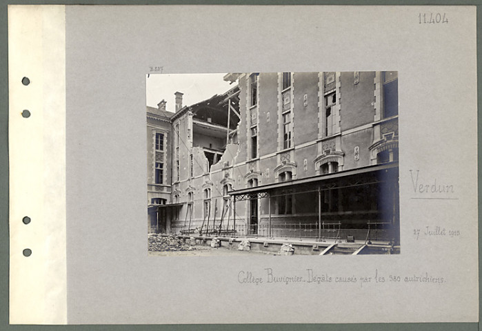 Verdun. Collège Buvignier. Dégâts causés par les 380 autrichiens