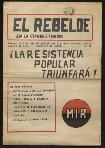 El Rebelde en la clandestinidad - 1974