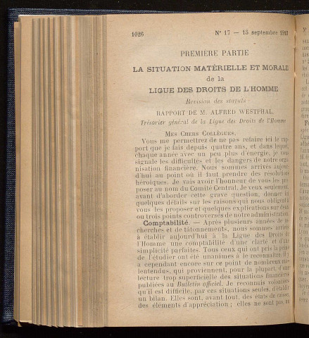 Septembre 1910 - Bulletin officiel de la Ligue des Droits de l'Homme