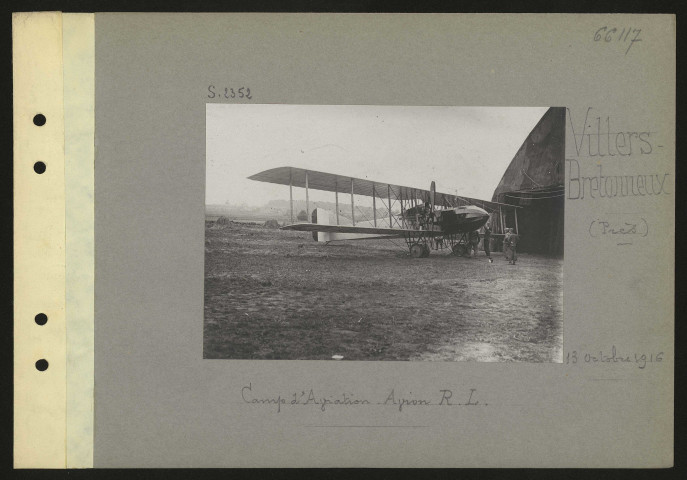 Villers-Bretonneux (près). Camp d'aviation. Avion RL