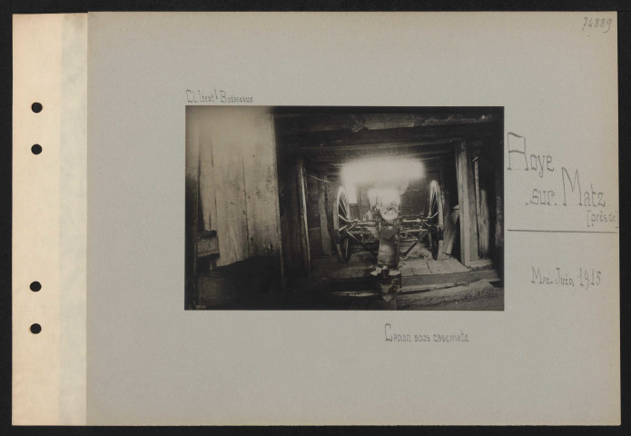 Roye-sur-Matz (près). Canon sous casemate