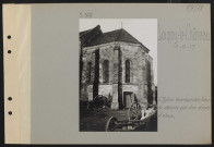 Louppy-le-Château. L'église bombardée, l'abside atteinte par des éclats d'obus