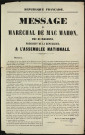 Message du maréchal de Mac Mahon, duc de Magenta, président de la République, à l'Assemblée nationale