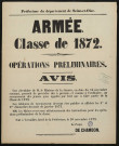 Armée : Classe de 1872... Opérations préliminaires